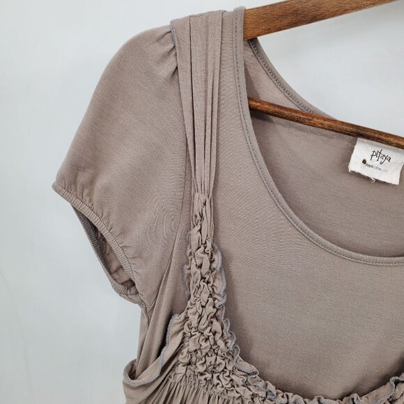 Pitaya Womens Bubble Hem Mini Dress Juniors Size M Gray Stretch Boho Casual - Picture 6 of 12